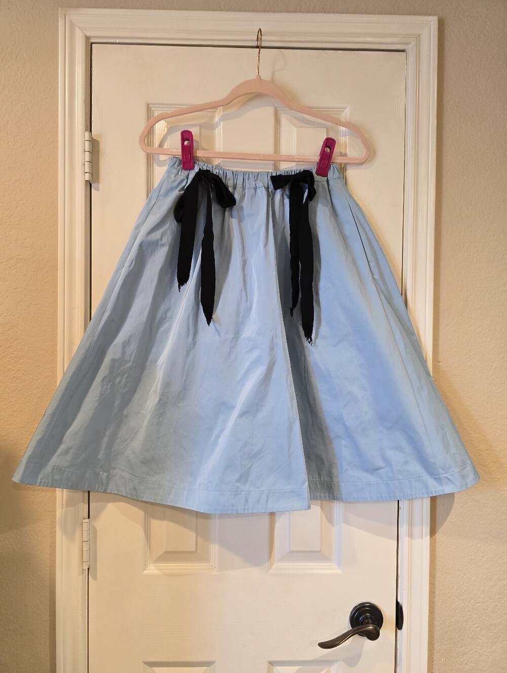 Dovima Paris Alaska Blue Radzimir Taffeta Skirt Black Bows